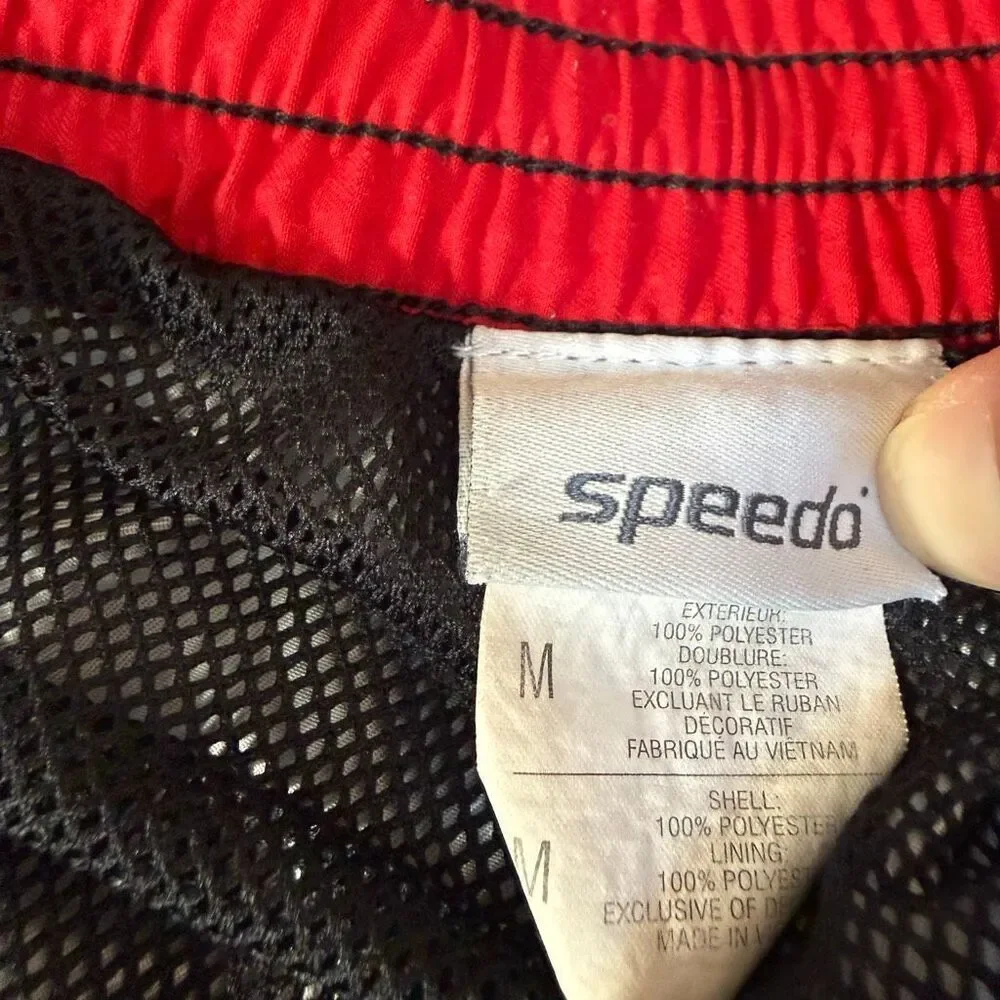 Speedo Swimwear Mens gray floral Plaid Trunks Pocket Stretch Pull On Lining Sz M